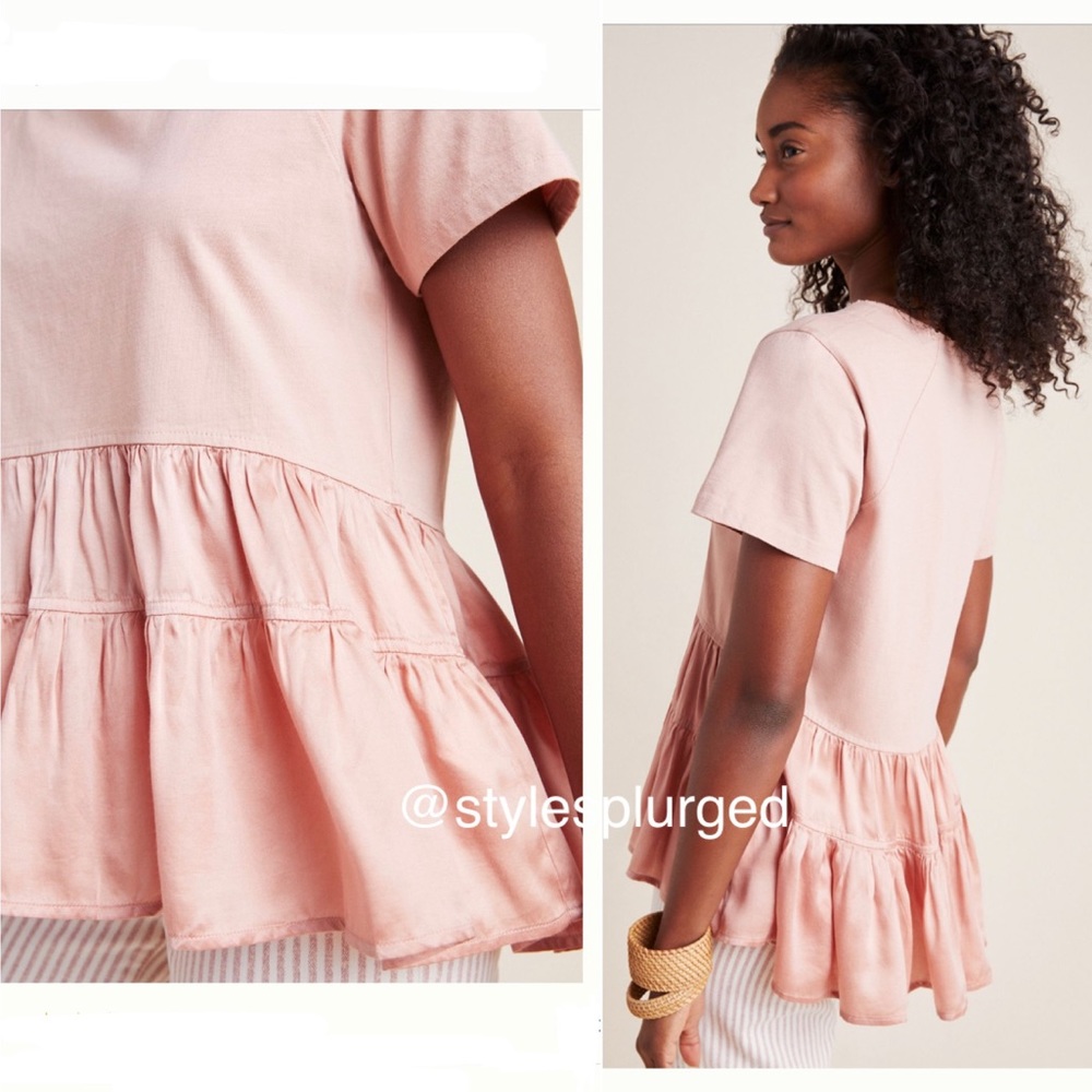 NWT ANTHRO Iona Flounced Top (pink) size medium